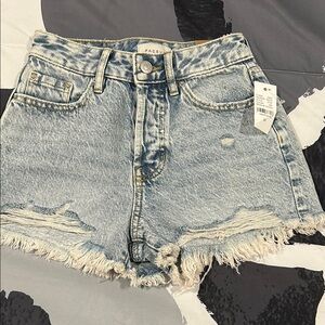 PacSun Blue Jean Shorts with Distressed Frayed Hem